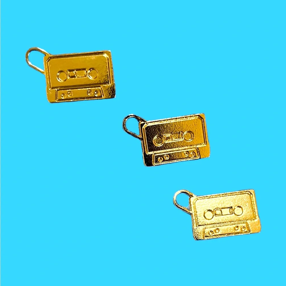 Retro Gold Mini Cassette Tape Charms